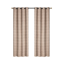 Rideau de 96 po taupe en jacquard à motif cubique - ensemble de 2
