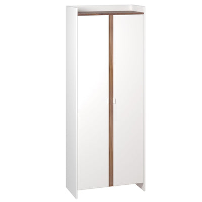 Manhattan Comfort Mid-Century Modern Ratzer Storage Cabinet with 11 Shelves - White & Brown|Armoire de rangement Ratzer de Manhattan Comfort de style moderne du milieu du 20e siècle avec 11 tablettes - blanche et brune