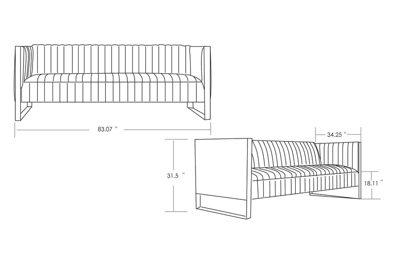 Sofa Trillium de Manhattan Comfort de 83,07 po - noir et doré