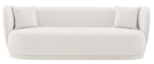 Sofa contemporain Siri de Manhattan Comfort de 92,52 po en lin tissé avec coussins - crème