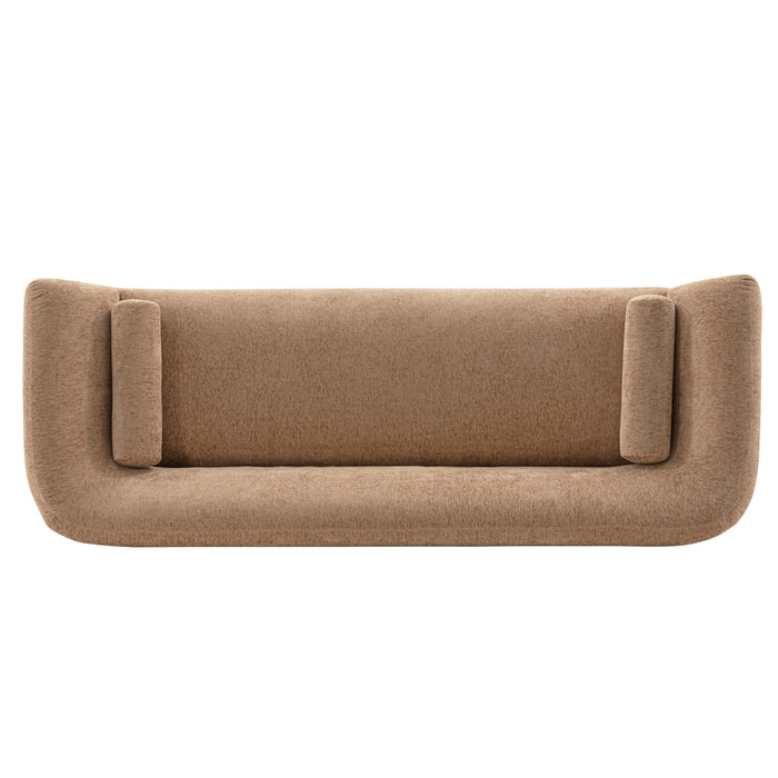 Sofa contemporain Ulka de Manhattan Comfort en chenille avec coussins - brun clair