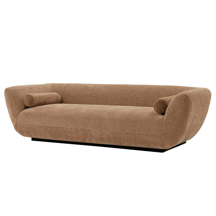 Sofa contemporain Ulka de Manhattan Comfort en chenille avec coussins - brun clair