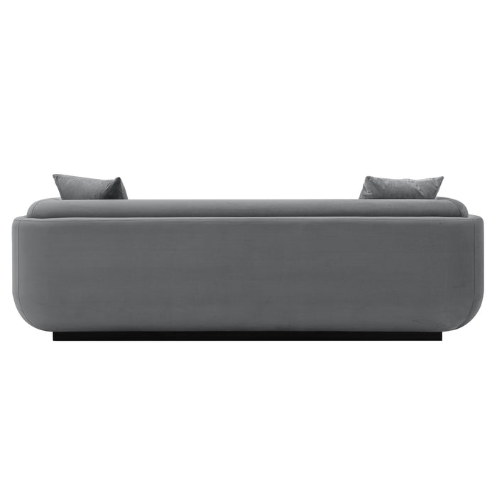 Sofa contemporain Edmonda de Manhattan Comfort en velours avec coussins - gris foncé