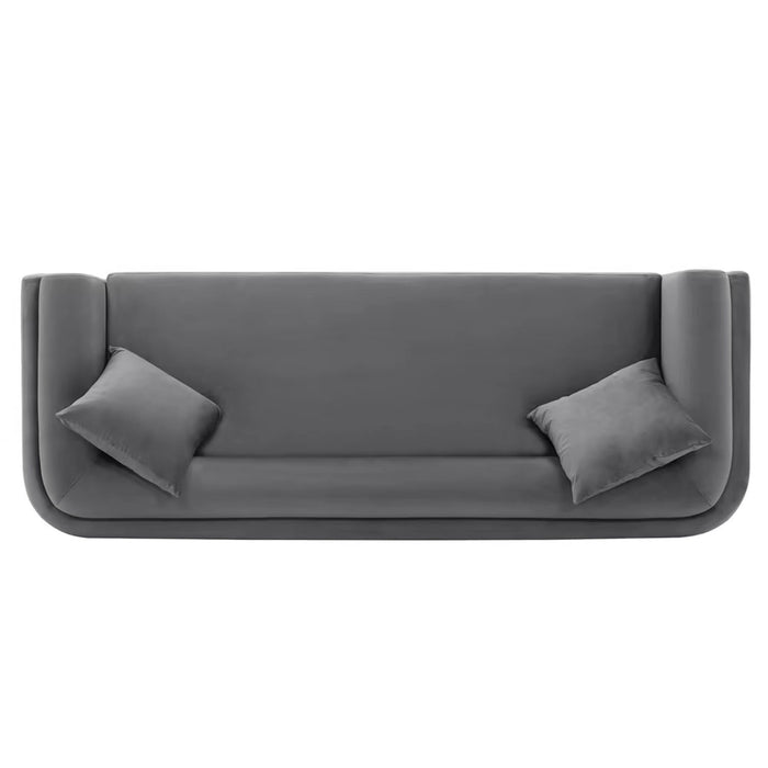 Sofa contemporain Edmonda de Manhattan Comfort en velours avec coussins - gris foncé