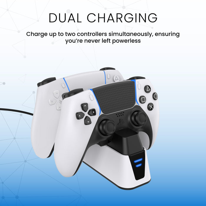 Station de recharge pour deux manettes PS5 de Surge - blanc