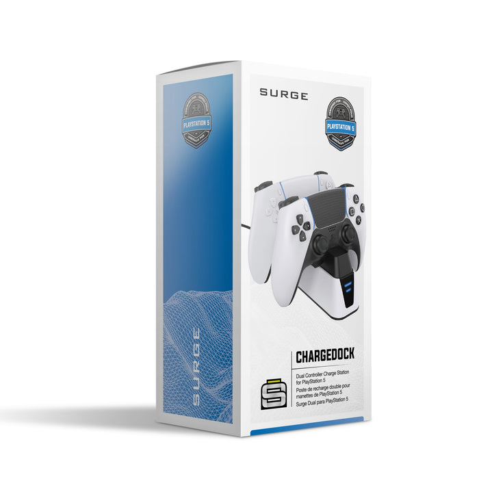 Station de recharge pour deux manettes PS5 de Surge - blanc