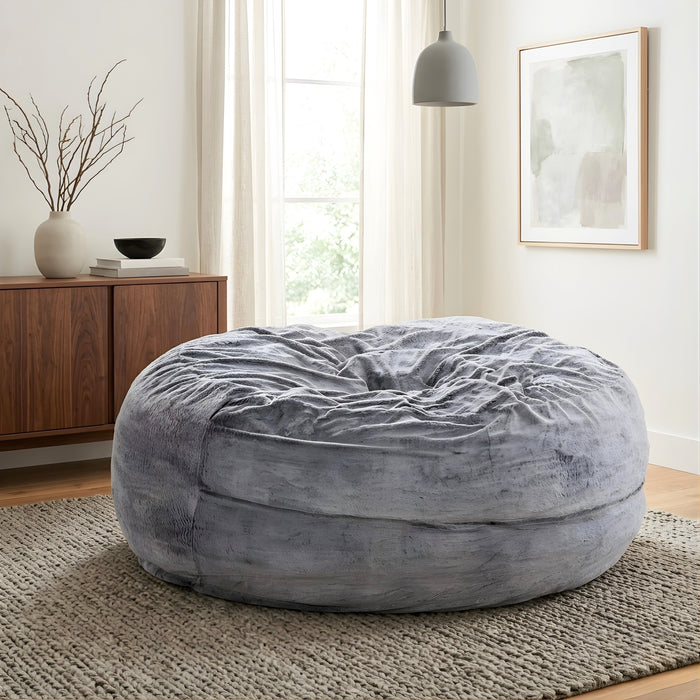 Fauteuil poire Bala de Sealy en fausse fourrure avec mousse à haute densité - gris