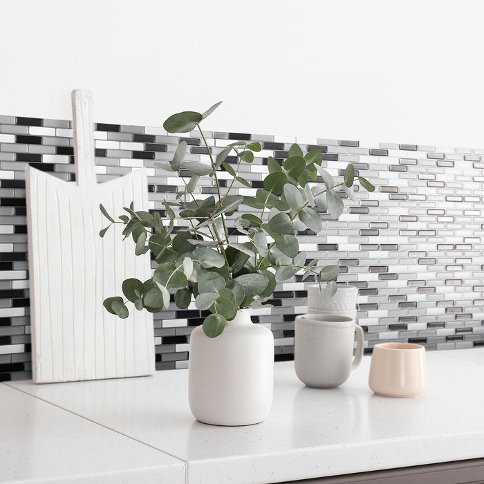 Dosseret Smart Tiles peler et coller 10 x 9, 4 feuilles - Murano Metallik