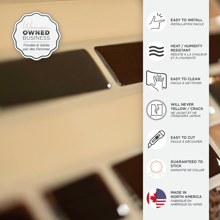 Dosseret Smart Tiles peler et coller 10 x 9, 4 feuilles - Bellagio Keystone