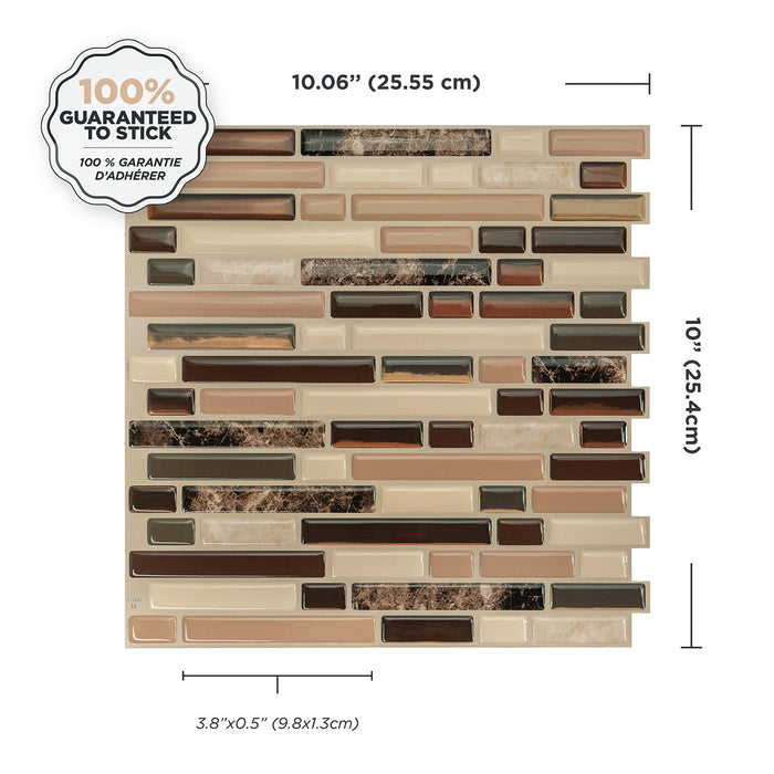 Dosseret Smart Tiles peler et coller 10 x 9, 4 feuilles - Bellagio Keystone