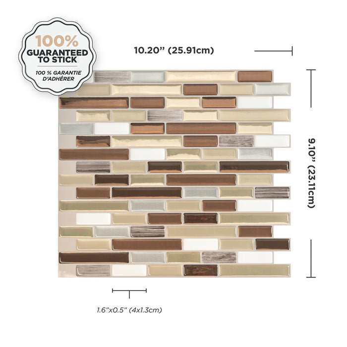 Dosseret Smart Tiles peler et coller 10 x 9, 4 feuilles - Muretto Durango