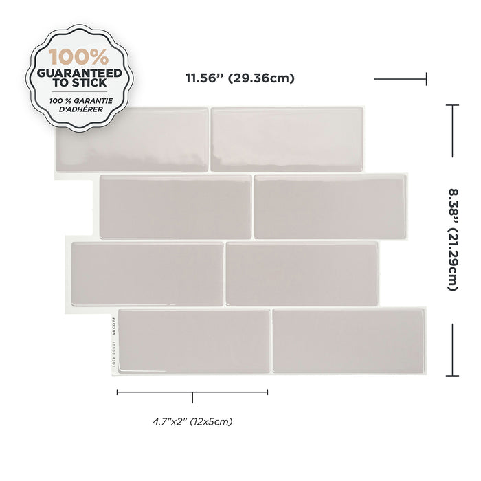 Dosseret Smart Tiles peler et coller 12 x 9, 4 feuilles - Metro Cassandra