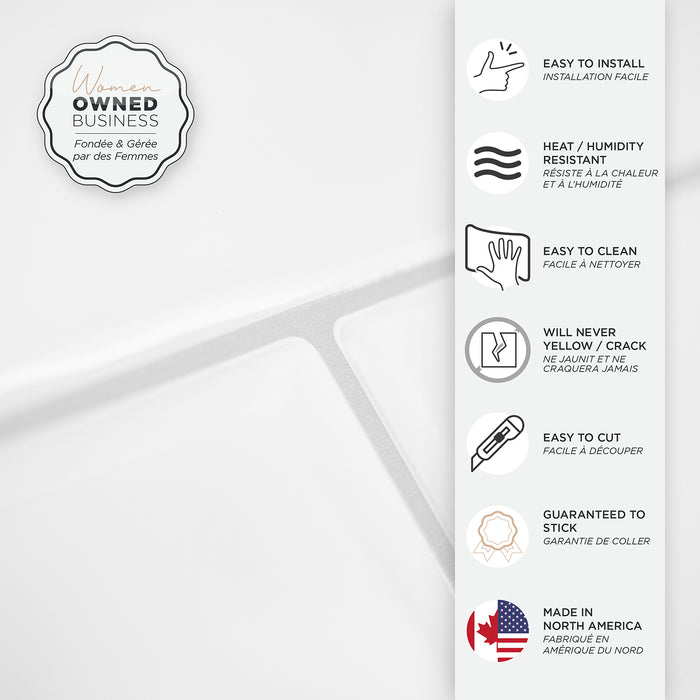 Dosseret Smart Tiles peler et coller 23 x 11, 2 feuilles - Oslo White