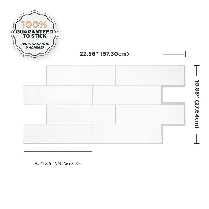 Dosseret Smart Tiles peler et coller 23 x 11, 2 feuilles - Oslo White