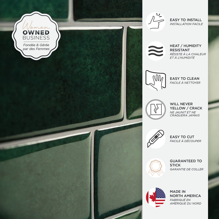 Dosseret Smart Tiles peler et coller 12 x 9, 4 feuilles - Metro Fiona