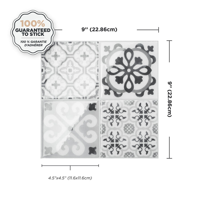 Dosseret Smart Tiles peler et coller 9 x 9, 4 feuilles - Vintage Bartoli
