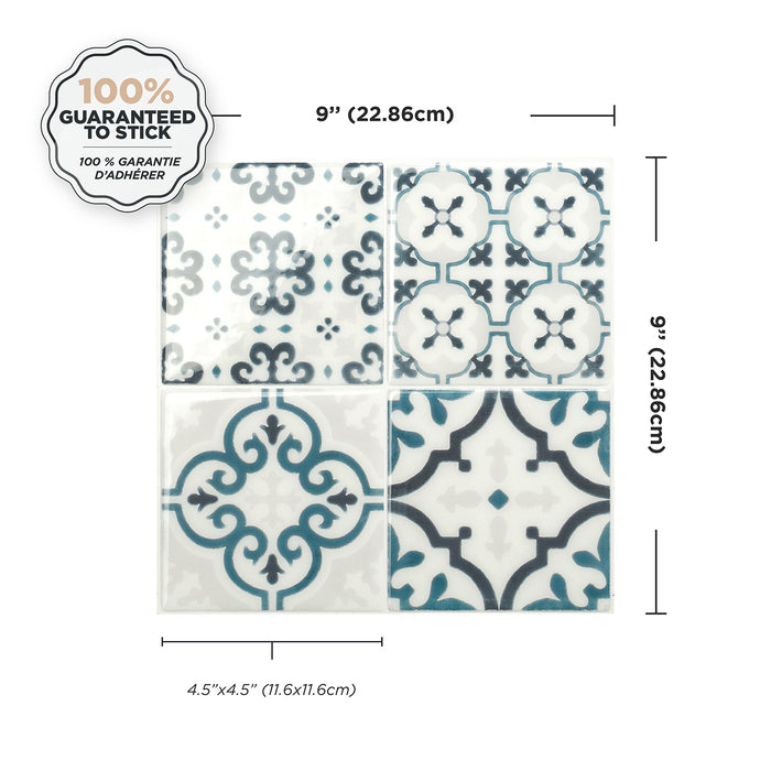 Dosseret Smart Tiles peler et coller 9 x 9, 4 feuilles - Vintage Marino