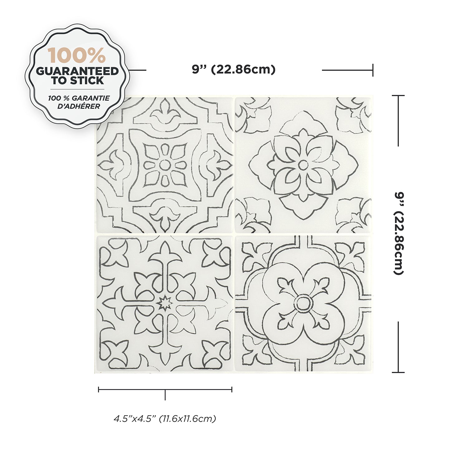Dosseret Smart Tiles peler et coller 9 x 9, 4 feuilles - Vintage Gi ...