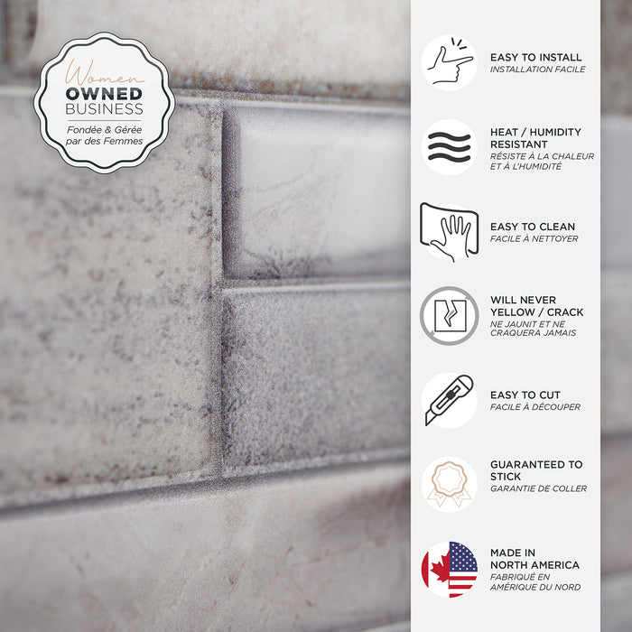 Dosseret Smart Tiles peler et coller 23 x 11, 2 feuilles - Pietra Pozzuoli