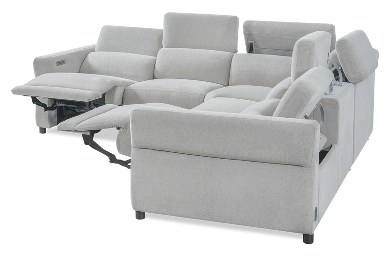 Sofa sectionnel à inclinaison électrique Aspen de Cindy Crawford Home 3 pièces avec appuie-têtes électriques et port USB - argenté