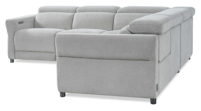 Sofa sectionnel à inclinaison électrique Aspen de Cindy Crawford Home 3 pièces avec appuie-têtes électriques et port USB - argenté