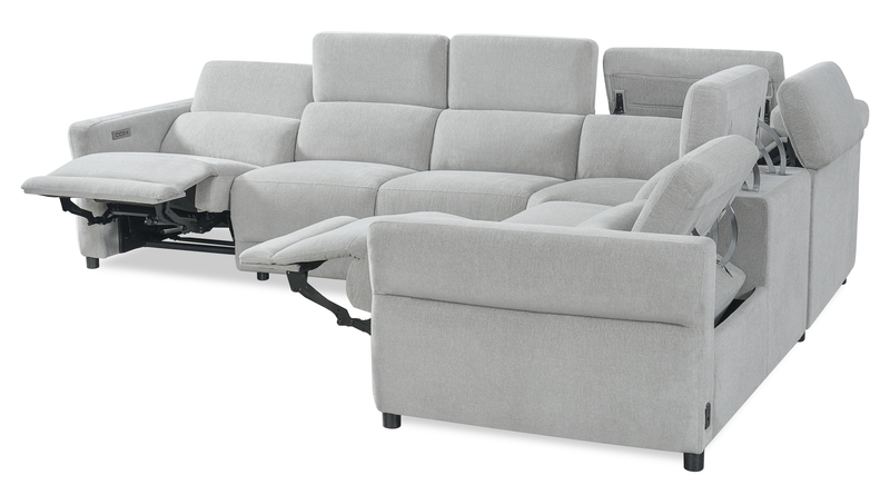 Sofa sectionnel à inclinaison électrique Aspen de Cindy Crawford Home 4 pièces avec fauteuil sans inclinable - argenté