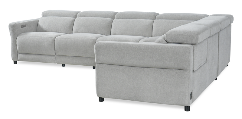 Sofa sectionnel à inclinaison électrique Aspen de Cindy Crawford Home 4 pièces avec fauteuil sans inclinable - argenté