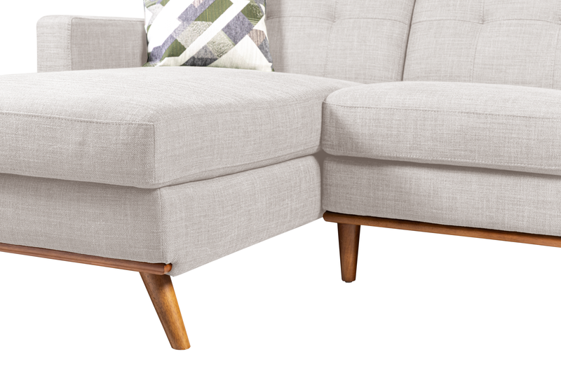 Sofa sectionnel gauche Freeman de Kort & Co. 2 pièces de po en tissu d’apparence lin avec pattes en bois - blanc colombe