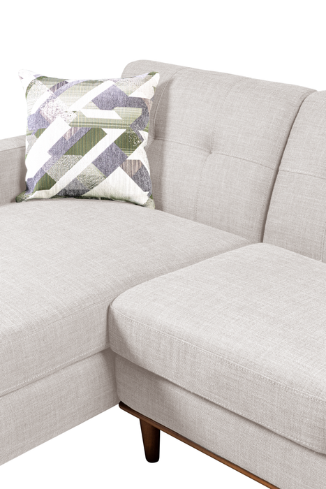 Sofa sectionnel gauche Freeman de Kort & Co. 2 pièces de po en tissu d’apparence lin avec pattes en bois - blanc colombe