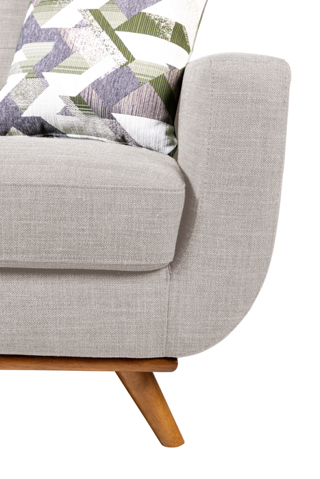 Sofa sectionnel gauche Freeman de Kort & Co. 2 pièces de po en tissu d’apparence lin avec pattes en bois - blanc colombe