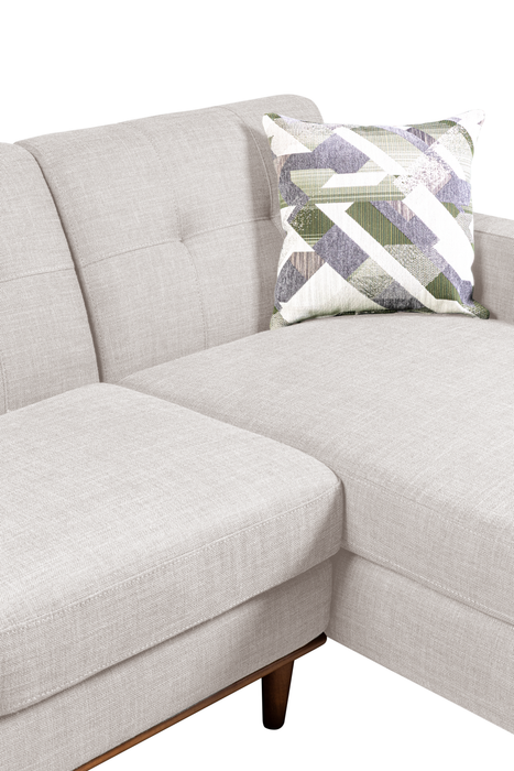 Sofa sectionnel de gauche Freeman de Kort & Co. 2 pièces po en tissu d’apparence lin avec pattes en bois - blanc colombe