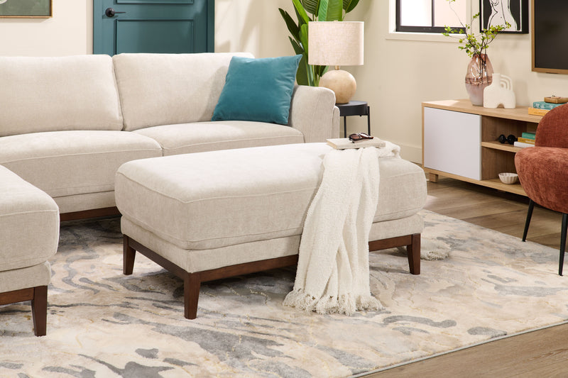 Pouf Horizon de 44,09 po en tissu - pierre