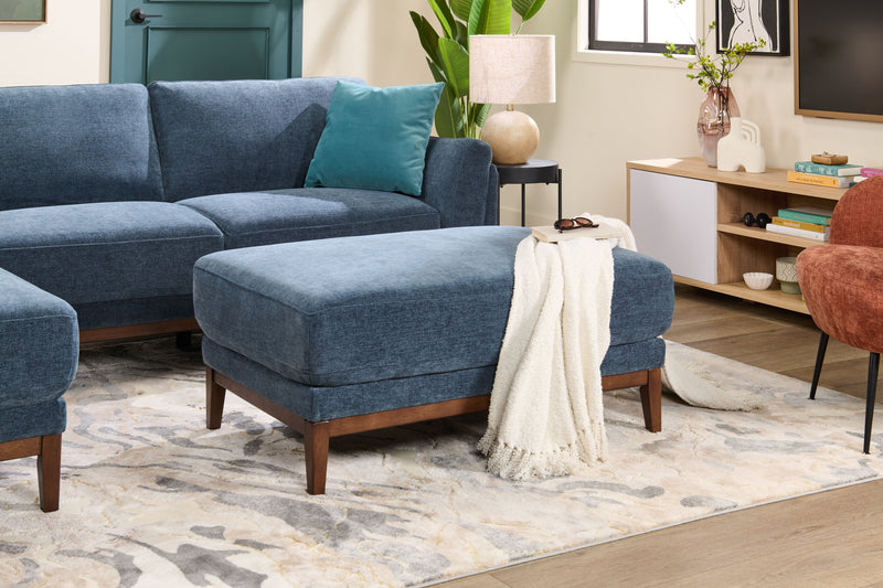 Pouf Horizon de 44,09 po en tissu - bleu marine