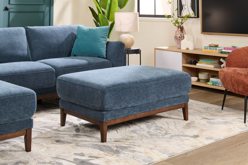 Pouf Horizon de 44,09 po en tissu - bleu marine