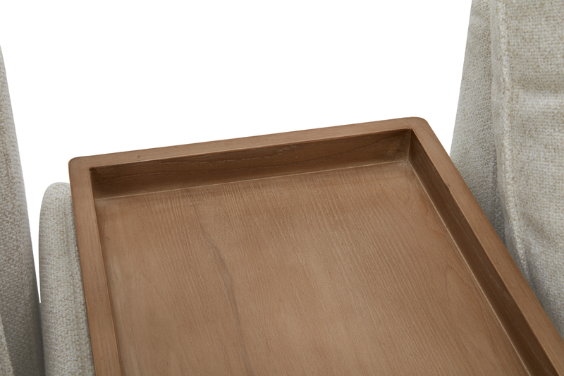 Sofa sectionnel Palisade de 6 pièces en tissu avec console de rangement à dessus relevable et coussins décoratifs - sable