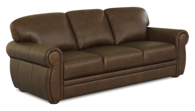 Chateau d’Ax Porto 90" Traditional Genuine Leather Sofa  - Chocolate | Sofa traditionnel Porto de Château d’Ax de 90 po en cuir véritable - chocolat
