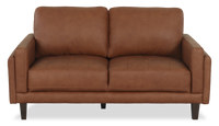 Causeuse traditionnelle Venice de Château d’Ax de 65 po en cuir véritable - brun clair