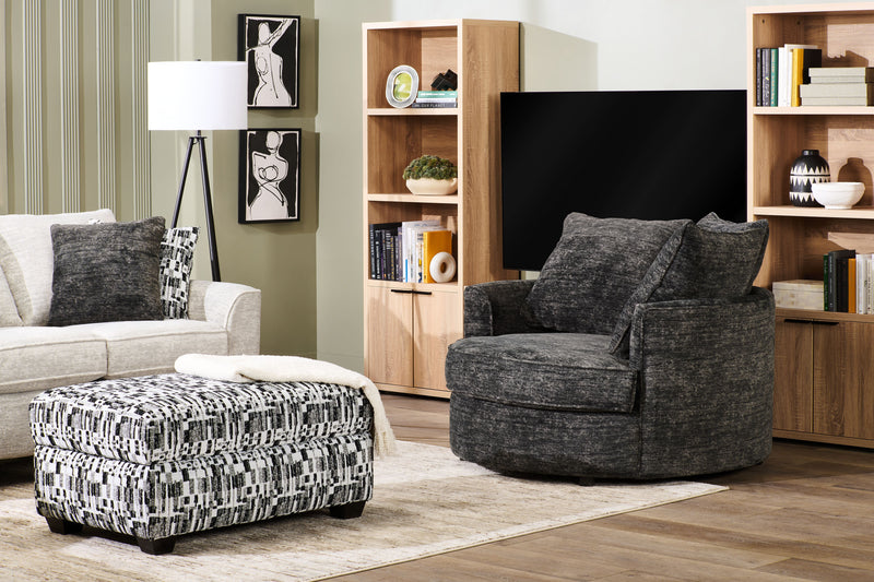 Fauteuil d’appoint enveloppant personnalisable Plush Cuddler de Sofa Lab de 48 po fabriqué au Canada en tissu - Plush Charcoal 
