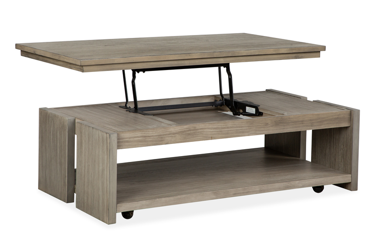 Table à café Addams de 50 po avec dessus relevable et rangement - gris Stone Harbor