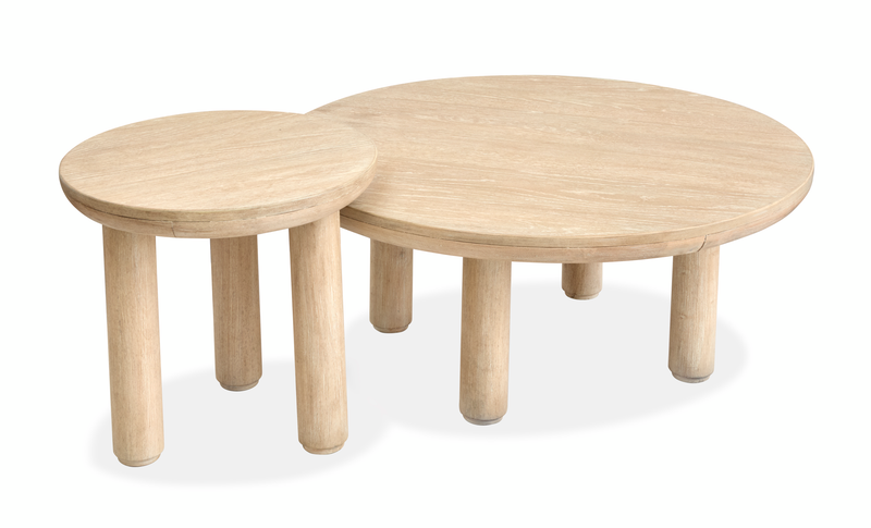 Ensemble de 2 tables d’appoint gigognes rondes Adelaide - brun Sanibel