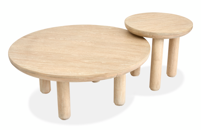 Ensemble de 2 tables d’appoint gigognes rondes Adelaide - brun Sanibel