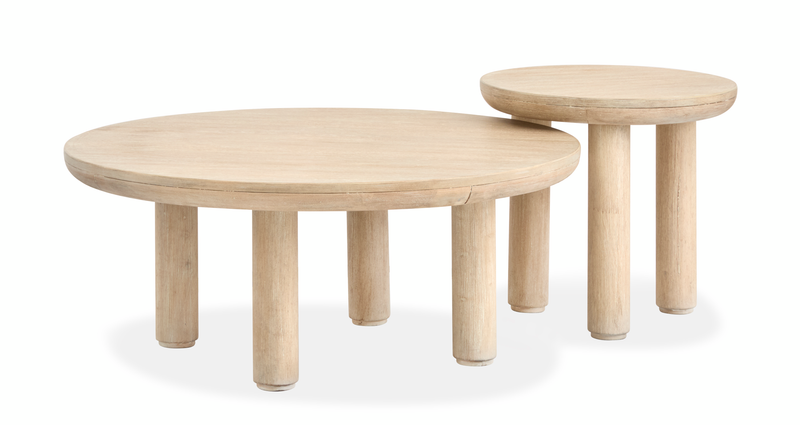 Ensemble de 2 tables d’appoint gigognes rondes Adelaide - brun Sanibel