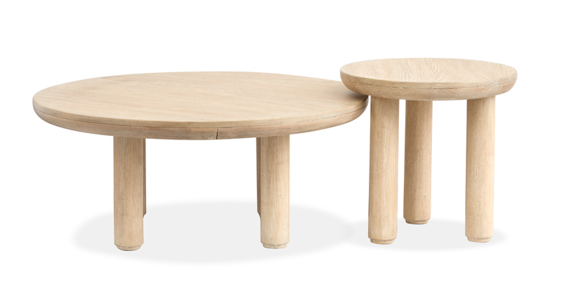 Ensemble de 2 tables d’appoint gigognes rondes Adelaide - brun Sanibel