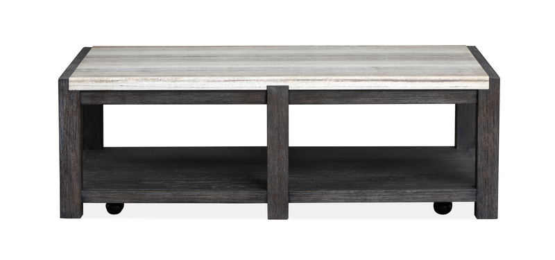 Table à café Alders de 52 po avec dessus en marbre et rangement - noir Ravenwood