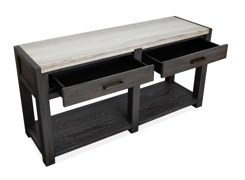 Table de salon Alders de 56 po avec dessus en marbre et rangement - noir Ravenwood