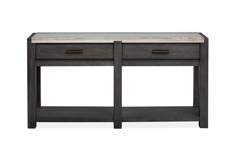 Table de salon Alders de 56 po avec dessus en marbre et rangement - noir Ravenwood