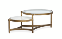  Table à café Arlington de 48 po avec dessus en verre - laiton vieilli