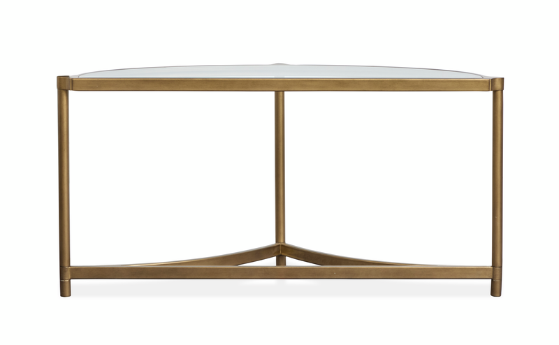 Table de salon Arlington de 53,63 po avec dessus en verre et pattes en métal - laiton vieilli