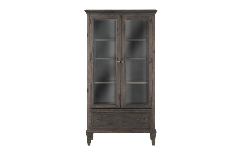 Bibliothèque Benhill de 40 po avec portes en verre trempé - charbon vieilli