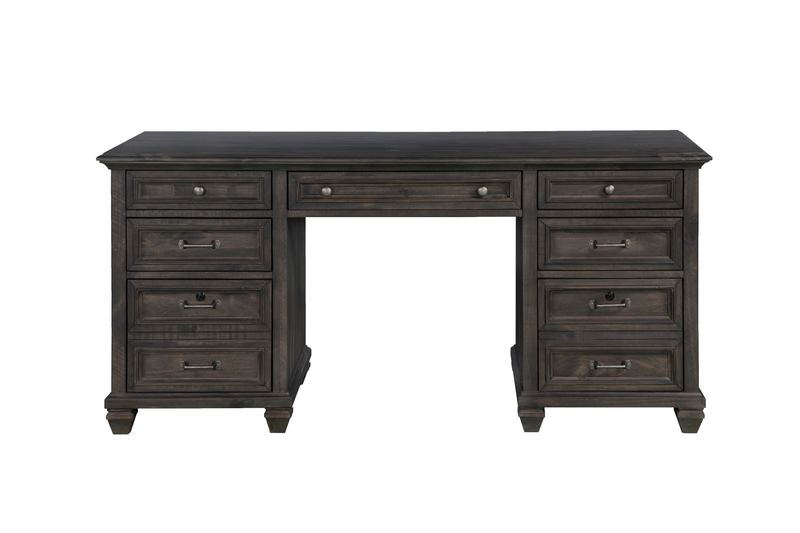 Bureau Benhill de 66 po avec rangement - charbon vieilli